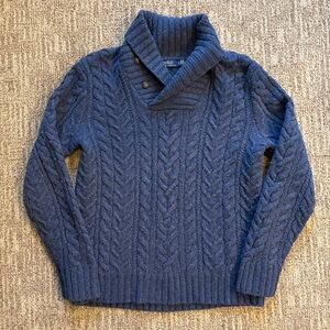 Polo Ralph Lauren men’s navy blue cable knit wool sweater size Large